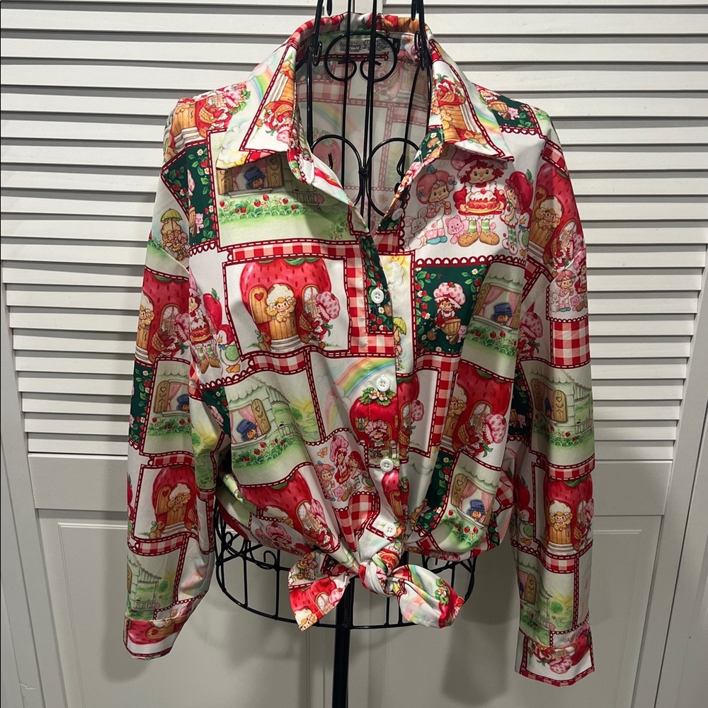 The World Of Strawberry Shortcake Button Down 3/4 Sleeve Adorable Top ππ°π - Picture 5 of 10